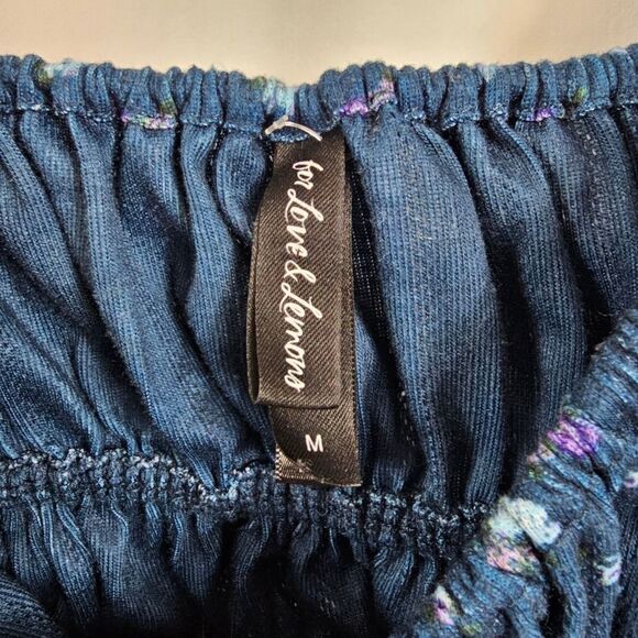 NWOT For Love & Lemons Lola Pointelle Crop Top in Blue Floral - Size M - Picture 2 of 7